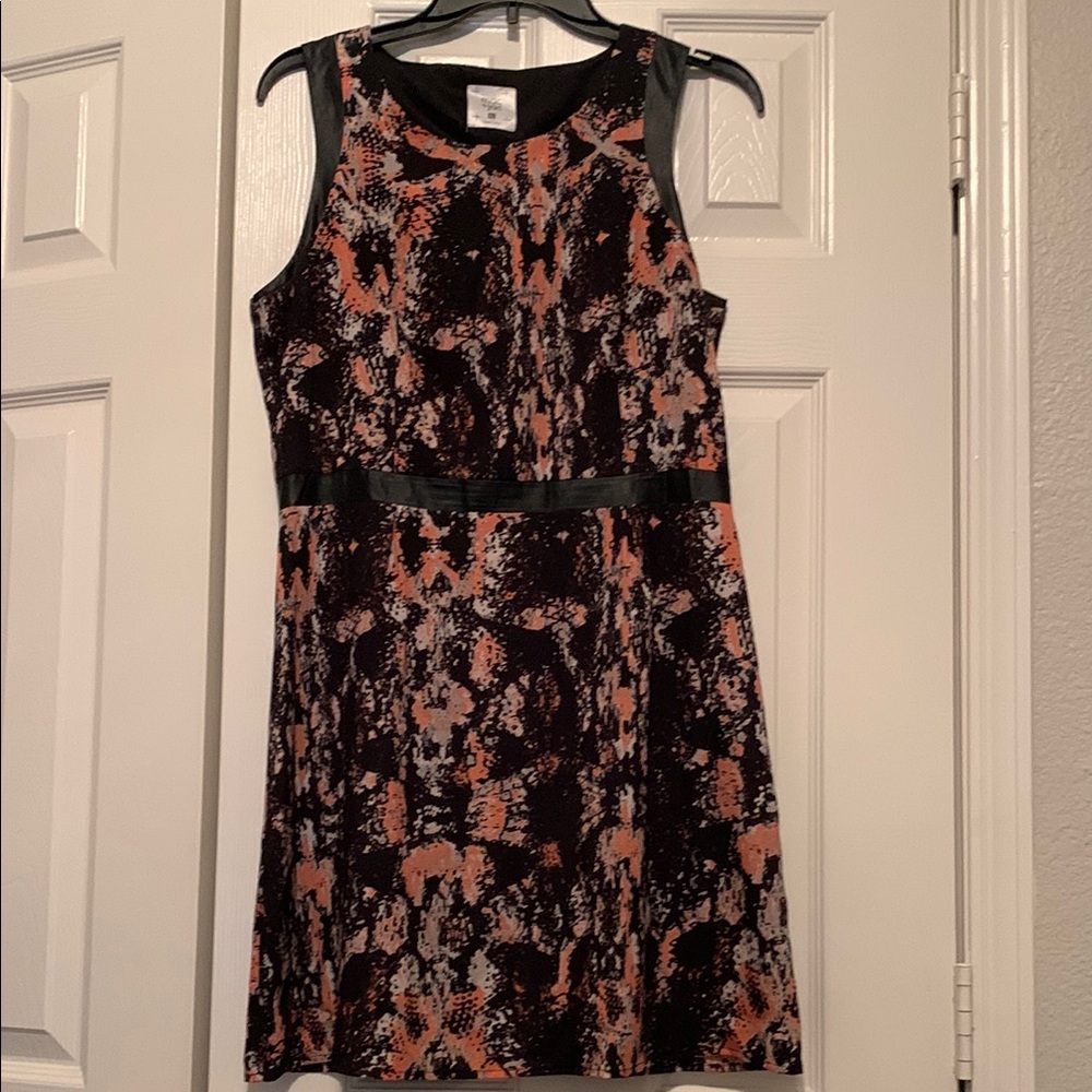 Abstract Black and Orange Dress